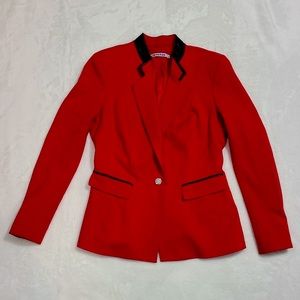 Nygard Red Stretch Blazer with Leather Detailing